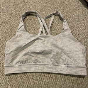Lululemon white and gray striped sports bra size 8